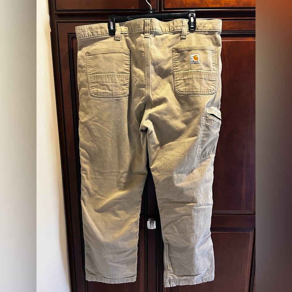 CARHARTT Pants Mens 42x30 Brown Relaxed Fit Canvas Carpenter Cargo Pants - Picture 6 of 9